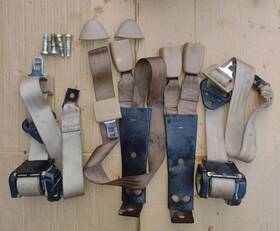 55350610 Dodge 98 99 01 Ram Front Seat Belt Set Tan Brown Oem Used Retractors