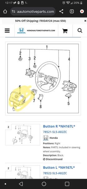 36771-sl4-n82zd Honda Oem Driver Steering Wheel A/bag Fits 92-96 Prelude S Si