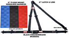 Rdns51531blkcheck Checkerboard Seat Belt Three Point Floor Mount Harness Bolt In