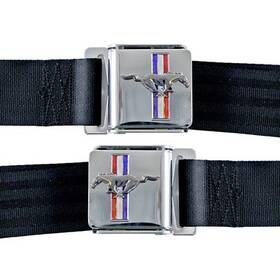 Scott Drake 842110179692 Sb-mr-h Seat Belt Set With Mustang Emblem Maroon Pair