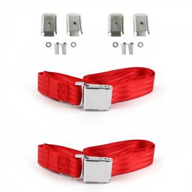 Ztp382536 Seatbelts & Accessories Plus Chevy Truck 1963 - 1966 Airplane 2pt Red Belt Kit With Brackets-2 Belts