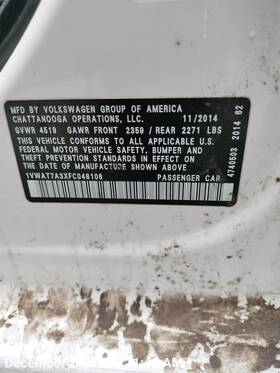 561857806raa Volkswagen Passat 2015 Seat Belt Rear 8769917