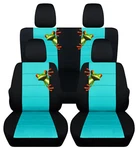 Front+rear Car Seat Covers Blk-turquoise Blue W/frog Fits Jk Wrangler 2DR 07-18. Fixed Price $152.99.