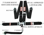 Racerdirect New Sfi 16.1 Latch & Link 5 Point Racing Harness Seat Belt Black. Fixed Price $104.95.