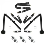3PT Black Retractable Seat Belts With Middle 2PT Lap Kit For Bench. Fixed Price $336.50.
