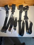1990-93 Ford Mustang Lx Coupe Black Front & Rear Seat Belts, No Buckles. Fixed Price $250.00.