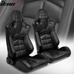 Universal X2 Reclinable Muscle Style Racing Seat + Dual Slider Black Pu Leather. Fixed Price $299.99.