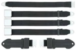 1964-67 Mopar B-body Front Bench Black Seat Belt Set With Chrome Lift Latch. Fixed Price $254.99.