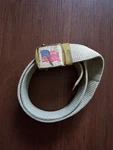 Vintage 1970S Boys Scout Tan Canvas Belt 34 With Brass Buckle American Flag. Fixed Price $23.00.
