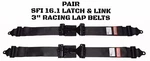 Racerdirect Sfi 16.1 Latch & Link Pair 2 Pt Lap Belts Bolt / Wrap Black. Fixed Price $92.95.