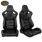 Pair Of Universal Muscle Style Racing Seats + Dual Slider Black Pu Leather. Fixed Price $299.99.