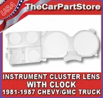 Instrument Gauge Cluster Plastic Lens Cover 1981-1987 Chevy Gmc Truck With Clock. Fixed Price $64.99.