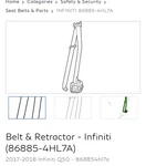 Left Seat Belt 86885-4HL4A 2019-2020 Q50. Fixed Price $575.38.