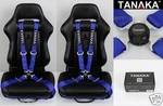 2 X Tanaka Universal Blue 4 Point Camlock Quick Release Racing Seat Belt Harness. Fixed Price $93.05.
