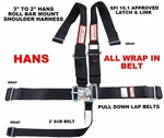 5 Point Hans Sfi 16.1 Racing Harness 3" All Wrap Belt Black. Fixed Price $119.89.