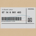 Genuine Bmw 07146981483 - Cylinder Bolt 10X38. Fixed Price $30.91.
