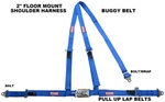 Blue 3 Point Race Harness 2" Latch & Link Pull Up Lap Belts Bolt Floor Mount. Fixed Price $89.05.