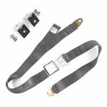 2PT Gray/grey Airplane Buckle Lap Seatbelts W/ Anchor Plate Hardware Pack. Fixed Price $49.95.