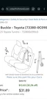 Toyota Tundra Seatbelt Buckle 2022-2026 Outer 733800C090C0 Passenger Rear. Fixed Price $27.99.