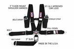 Rjs Sfi 16.1 Cam Lock 5 Pt Seat Belt Harness Chest Strap Bolt In Black. Fixed Price $201.29.