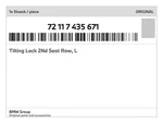 Genuine Bmw Tilting Lock 2ND Seat Row, 72-11-7-435-671 New. Fixed Price $88.00.