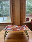 Vintage Lavada Metal Folding Lap Tray 1970S Retro Floral Daisy Mcm Bed. Fixed Price $25.00.