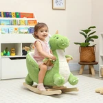 Green Dragon Kid Rocking Horse - 3POINT Safety Belt Plush Fabric Solid Wood Base. Fixed Price $146.99.