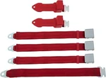 1964-67 Mopar B-body Front Bench Red Seat Belt Set With Chrome Lift Latch. Fixed Price $254.99.