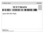 Genuine Bmw Upper Belt Rear Right 72-11-7-158-674 New. Fixed Price $158.26.