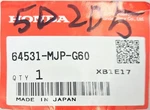64531-MJP-G60 Honda Cover R,inner Pan. Fixed Price $50.00.