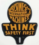 Vintage 1950S 1960S Ibm Think Safety First Advertising License Plate Topper. Fixed Price $195.00.