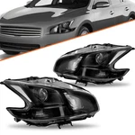 Black For 2009-2014 Nissan Maxima Halogen Headlights Clear Corner Headlamps Pair. Fixed Price $135.99.