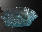Imperial Glass Ice Blue Carnival Rose Pattern Ruffled Edge 8" Footed Bowl. Fixed Price $29.99.