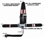 Black Race Car Seat Belt Racing Harness Sfi 16.1 Made The U.s,a.. Fixed Price $101.15.