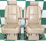 07' Tahoe *wear* Swb Tan Leather Rear Lh Rh Second Row Captains Buckets Seats 2X. Fixed Price $940.49.